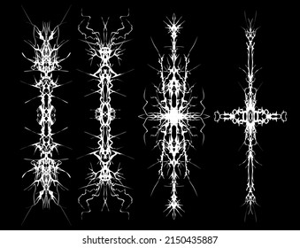 Decorative ornament. Modern abstract ethnic ornament. Abstract mystic signs collection. Dark fantasy design.
