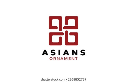 Decorative ornament outline square logo asia style for restaurant or asia business company