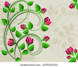 decorative ornament with red roses for wallpaper vector image