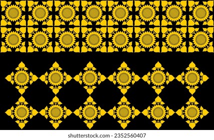 Decorative ornament from a repeating stylized image of a sunflower