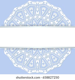 Decorative ornament with ribbon on background. Luxury template for your design. Vector illustration