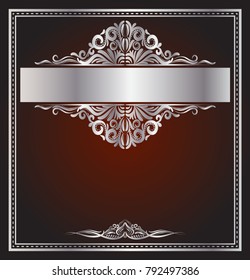 Decorative ornament with ribbon on background. Luxury template for your design. Vector illustration