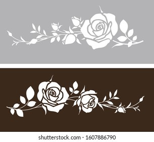 Decorative ornament with roses. Flower silhouette for wedding card design. Vector illustration