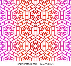 Decorative Ornament With Seamless Geometric Decoration. Symmetric Pattern . For Print Bandanna, Shawl, Tablecloth, Fabric Fashion, Scarf, Design. Vector illustration