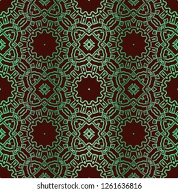 Decorative Ornament With Seamless Geometric Decoration. Symmetric Pattern . For Print Bandanna, Shawl, Tablecloth, Fabric Fashion, Scarf, Design. Vector illustration