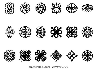 Decorative ornament shape icon set