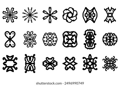 Conjunto de iconos de forma de ornamento decorativo