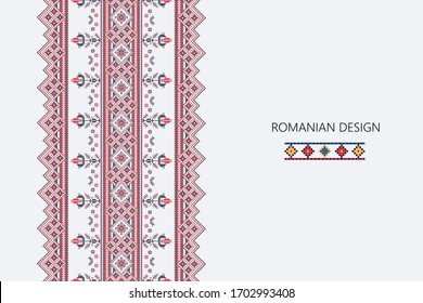 Decorative Ornament With Traditional Romanian Design, Seamless Vectical Border