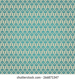 Decorative ornament with a turquoise elegant triangular rounded elements in East style on a beige background