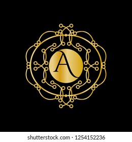 Decorative ornament vector logo. Monogram, invitation, flyer, menu, brochure, postcard, background. Vector emblem.Design element for boutique, restaurant, hotel