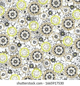Decorative ornament, watercolor elements for fabric, textile, web design, wrapping paper. 