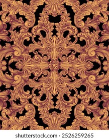 Decorative ornamental background. Editable hand drawn illustration. Vector vintage engraving. Isolated on black background. 8 EPS