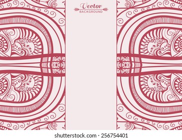 Decorative ornamental background, frame border pattern, wedding invitation or greeting card design, beautiful luxury postcard, ornate page cover, ornamental vector illustration