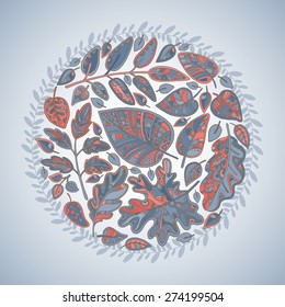 Decorative ornamental background with leaves. 