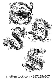 decorative ornamental calligraphic black vector cadel letters