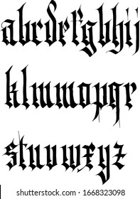 decorative ornamental calligraphic neo-gothic alphabet