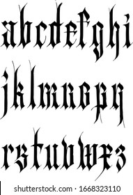 decorative ornamental calligraphic neo-gothic alphabet