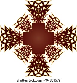 Decorative ornamental christian cross. Abstract drawing, vector illustration, graphic element.