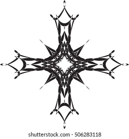 Decorative ornamental christian cross. Abstract drawing, vector illustration, graphic element.