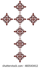 Decorative ornamental christian cross. Simple elegant color drawing, vector illustration.