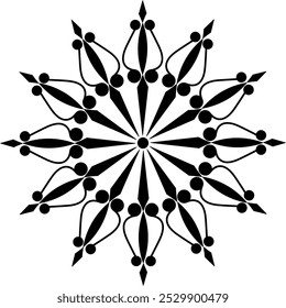 Decorative ornamental circle with spikes in black