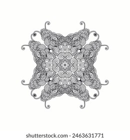 Decorative ornamental composition, vignette,  rosette - mandala on white background