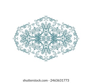 Composición ornamental decorativa, viñeta, roseta - mandala sobre fondo blanco