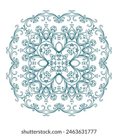 Decorative ornamental composition, vignette,  rosette - mandala on white background