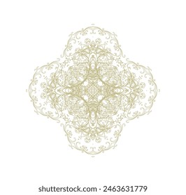 Composición ornamental decorativa, viñeta, roseta - mandala sobre fondo blanco