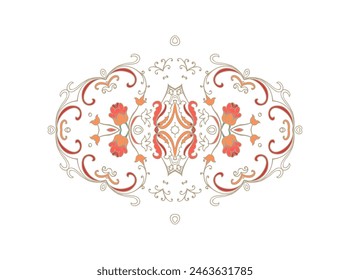 Decorative ornamental composition, vignette,  rosette - mandala on white background