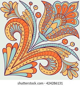 Decorative ornamental doodle flower; element for design