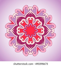 Decorative ornamental element. Colorful mandala. Vector illustration