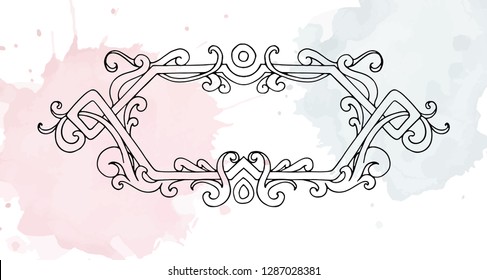 Decorative, ornamental element for menu design, invitations, postcards, magazines. Vector pattern hand-drawing. Transparent background. Text frame.