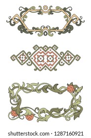 Decorative ornamental elements for menu design, invitations, cards, magazines. Vector pattern hand-drawing. Text frame.