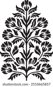 Ilustración vectorial ornamental floral decorativa. Botánico floral, Silueta Flor motivo.