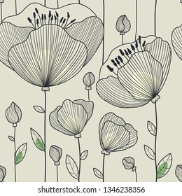 Decorative ornamental flower seamless pattern. Template for design fabric, backgrounds, wrapping paper, package, covers