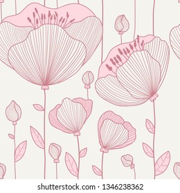 Decorative ornamental flower seamless pattern. Template for design fabric, backgrounds, wrapping paper, package, covers