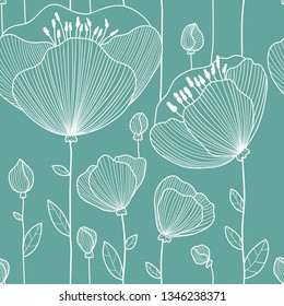 Decorative ornamental flower seamless pattern. Template for design fabric, backgrounds, wrapping paper, package, covers