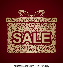 Decorative ornamental gift box with text SALE