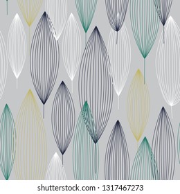 Decorative ornamental leaf seamless pattern. Template for design fabric, backgrounds, wrapping paper, package, covers