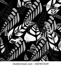 Decorative ornamental leaves pattern. Endless elegant texture with leaves. Tempate for design fabric, backgrounds, wrapping paper, package, covers
