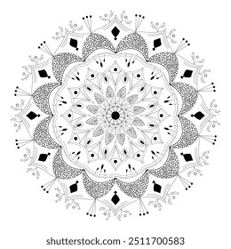 Decorative and ornamental mandala design for coloring page, greeting card, invitation, yoga and spa symbols