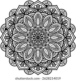 Decorative ornamental Mandala in ethnic oriental style. Coloring book page for adults