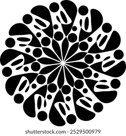 Decorative ornamental organic circle in black