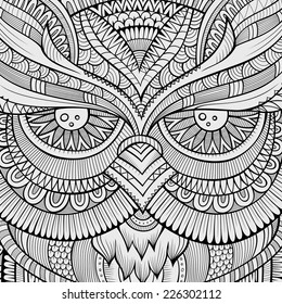 Decorative ornamental Owl background. Vector illustration