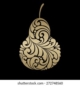 Decorative ornamental pear. Vector abstract illustration logo design element