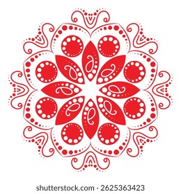 Decorative ornamental rangoli design in many colors. Unique beautiful mandala design made with rangoli colors.