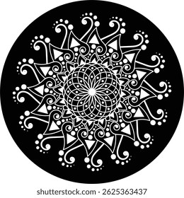 Decorative ornamental rangoli design in many colors. Unique beautiful mandala design made with rangoli colors.