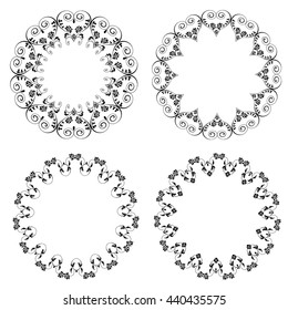 Decorative ornamental round frames. Vector illustration.
