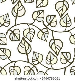 Decorative ornamental seamless monochrome pattern. Vector sprig illustration